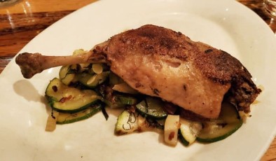 Duck confit with zucchini, fennel, and mint