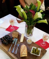 French Cultural  Platter: French Pâté with truffle, Brie, Cornichons, Dijon Mustard, Fresh Fruit