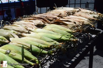 Roasting ears of corn during the Barbecue and Bluegrass Festival. Market Square