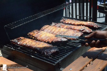 Slow roasting ribs during the Barbecue and Bluegrass Festival. Market Square