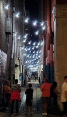 Just off Market Square, alley lights & murals
