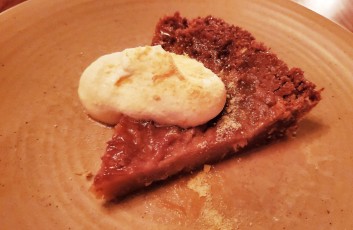Cornmeal Chess Pie: oat cookie crust, crispy corn powder, and meyer lemon chantilly. A classic! (We shared this FULL PORTION) PREVIOUS MEAL