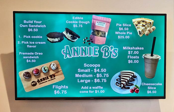 Annie B's Homemade Ice Cream Menu Board