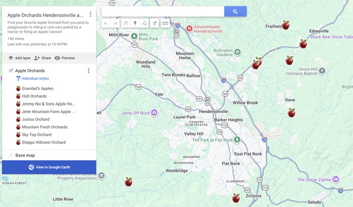 Henderson County NC Apple Orchard Map